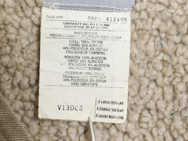 00s USA製 US企画 カーハート ダック ベスト メンズ XL / V13 オールド 裏 ボア パイル フリース ライナー 重ね着 フルジップ 大きいサイズ