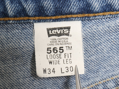 90s USA製 リーバイス 565 デニム パンツ メンズ 34 30 オールド ルーズ フィット ワイド テーパード ジーンズ ジーパン リラックス 赤タブ