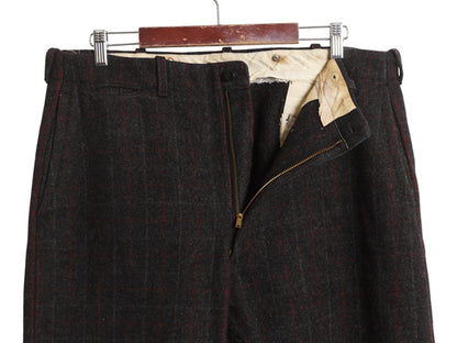 50s ★ エルエルビーン メルトン ウール パンツ 実寸 37 31 / ヴィンテージ ウールリッチ チェック ノータック スラックス ストレート 厚手