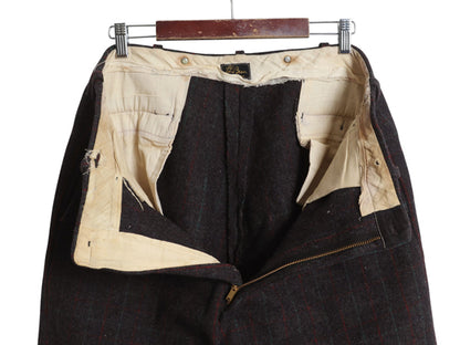 50s ★ エルエルビーン メルトン ウール パンツ 実寸 37 31 / ヴィンテージ ウールリッチ チェック ノータック スラックス ストレート 厚手