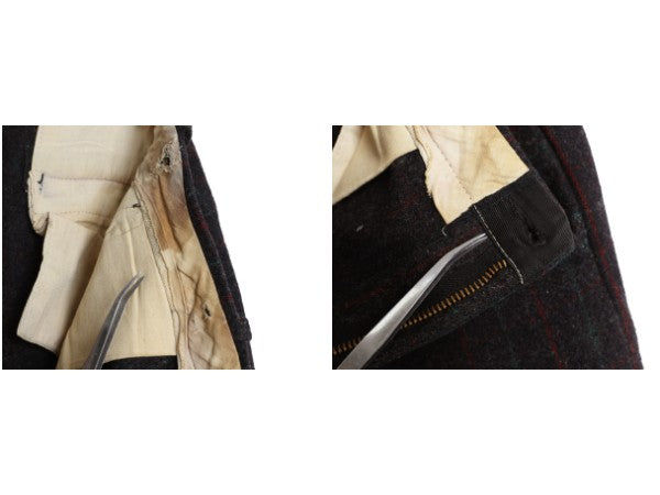 50s ★ エルエルビーン メルトン ウール パンツ 実寸 37 31 / ヴィンテージ ウールリッチ チェック ノータック スラックス ストレート 厚手