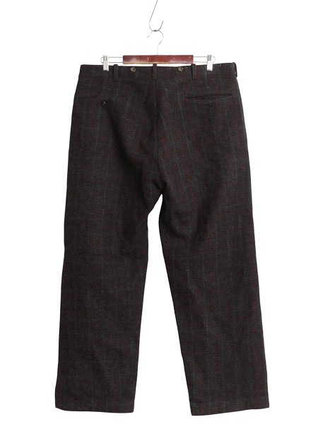 50s ★ エルエルビーン メルトン ウール パンツ 実寸 37 31 / ヴィンテージ ウールリッチ チェック ノータック スラックス ストレート 厚手