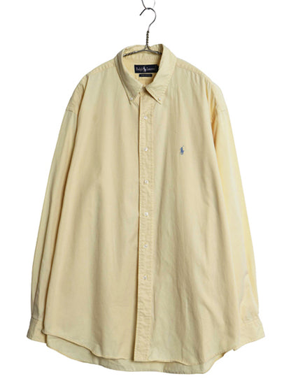 90s ラルフローレン 長袖 ボタンダウン シャツ メンズ XL / オールド ポロ オックスフォード コットン ワンポイント ポニー 大きいサイズ