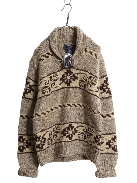 デッドストック 90s ★ ポロスポーツ ラルフローレン カウチン ハンドニット セーター メンズ レディース M / 手編み ウール プルオーバー