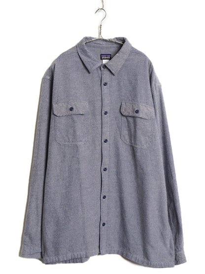 パタゴニア ロングスリーブ フィヨルド フランネル シャツ メンズ XXL / 古着 14年製 アウトドア 無地 ネルシャツ 長袖シャツ 大きいサイズ
