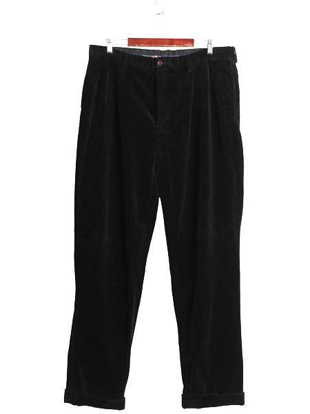 00s ポロ ラルフローレン 太畝 コーデュロイ パンツ メンズ 38 34 / 古着 オールド スラックス ストレート ツータック 裾ダブル ブラック