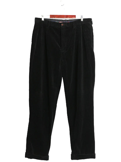 00s ポロ ラルフローレン 太畝 コーデュロイ パンツ メンズ 38 34 / 古着 オールド スラックス ストレート ツータック 裾ダブル ブラック