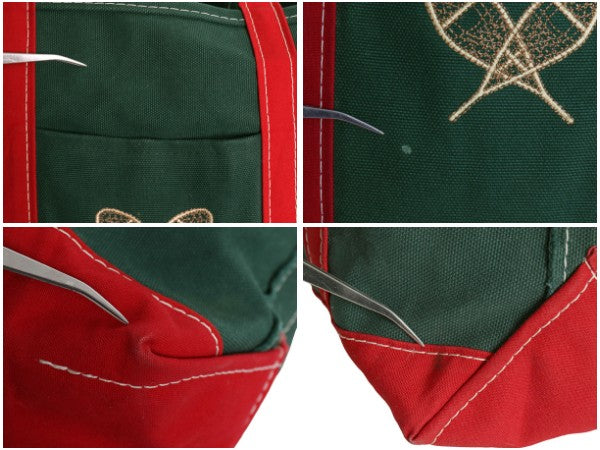 USA製 エルエルビーン キャンバス トート バッグ MEDIUM アウトドア オープントップ ハンドバッグ イラスト 刺繍 ツートン コットン カバン
