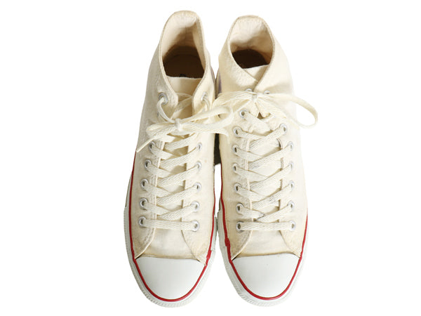 90s USA製 ★ コンバース オールスター ハイカット US 9 1/2 28cm 程/ オールド アメリカ製 米国製 Converse スニーカー ナチュラル 白 靴