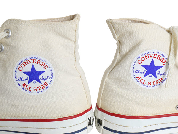 90s USA製 ★ コンバース オールスター ハイカット US 9 1/2 28cm 程/ オールド アメリカ製 米国製 Converse スニーカー ナチュラル 白 靴