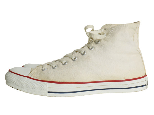 90s USA製 ★ コンバース オールスター ハイカット US 9 1/2 28cm 程/ オールド アメリカ製 米国製 Converse スニーカー ナチュラル 白 靴