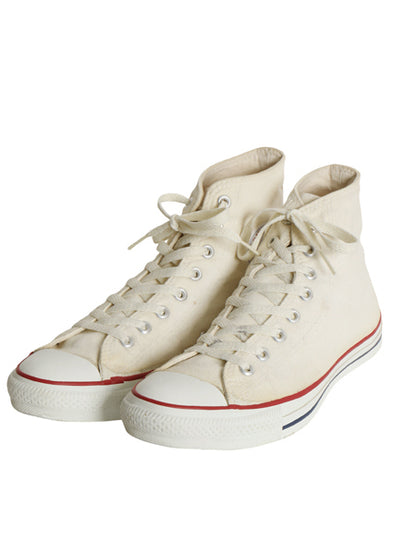 90s USA製 ★ コンバース オールスター ハイカット US 9 1/2 28cm 程/ オールド アメリカ製 米国製 Converse スニーカー ナチュラル 白 靴