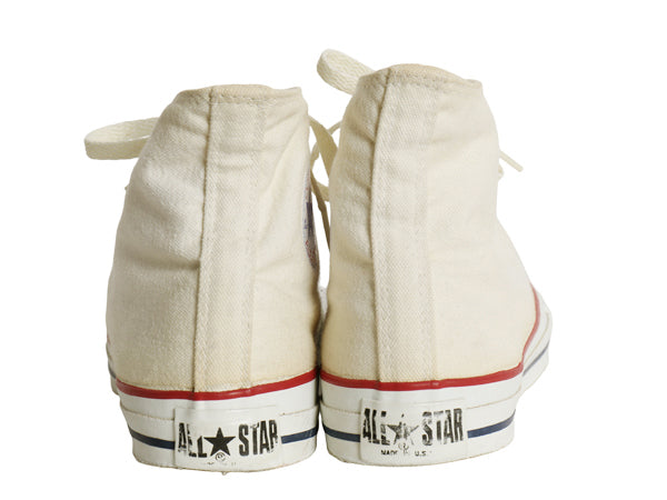 90s USA製 ★ コンバース オールスター ハイカット US 9 1/2 28cm 程/ オールド アメリカ製 米国製 Converse スニーカー ナチュラル 白 靴