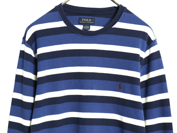ポロ ラルフローレン ボーダー 長袖 サーマル Tシャツ メンズ L / ロンT アンダーシャツ ワッフル カットソー ワンポイント マルチカラー
