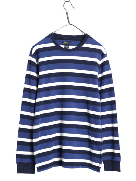 ポロ ラルフローレン ボーダー 長袖 サーマル Tシャツ メンズ L / ロンT アンダーシャツ ワッフル カットソー ワンポイント マルチカラー