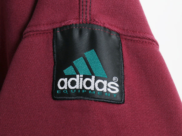90s アディダス エキップメント ロゴ 刺繍 スウェット メンズ L / オールド トレーナー 裏起毛 モックネック ヘビーウェイト バーガンディ