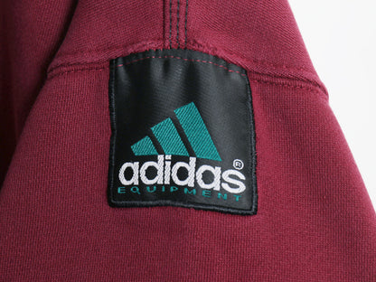90s アディダス エキップメント ロゴ 刺繍 スウェット メンズ L / オールド トレーナー 裏起毛 モックネック ヘビーウェイト バーガンディ