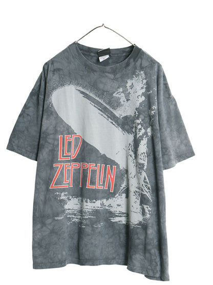 90s レッドツェッペリン プリント タイダイ Tシャツ メンズ XL オールド オフィシャル バンド ロック アート リキッドブルー 大きいサイズ
