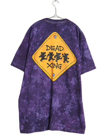 90s USA製 グレイトフルデッド スカル ベア イラスト プリント タイダイ Tシャツ メンズ XL / オールド バンド ロック アート LIQUID BLUE