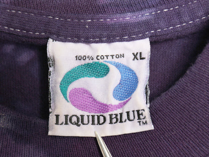 90s USA製 グレイトフルデッド スカル ベア イラスト プリント タイダイ Tシャツ メンズ XL / オールド バンド ロック アート LIQUID BLUE