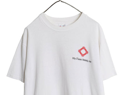 90s 企業 両面 プリント Tシャツ メンズ L / 古着 オールド 当時物 ヘビーウェイト イラスト グラフィック シングルステッチ カットソー 白