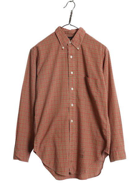 60s USA製 ★ マンハッタン 3点留め ボタンダウン シャツ メンズ M 古着 ヴィンテージ BD 100% コットン 長袖シャツ ポケット付き 6ボタン