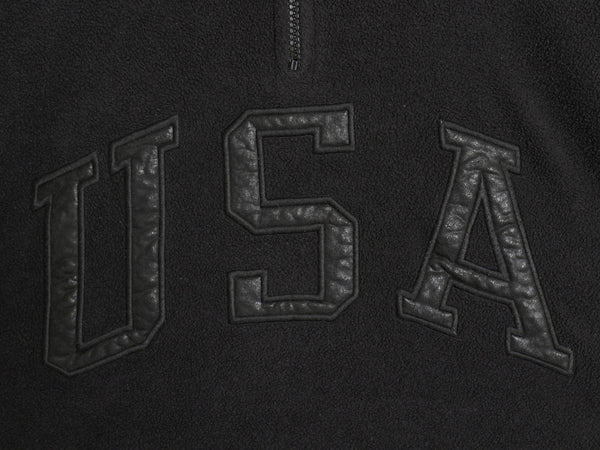 90s ポロスポーツ ラルフローレン ハーフジップ フリース ジャケット メンズ L オールド ポロ プルオーバー 星条旗 USA ビッグロゴ 刺繍 黒