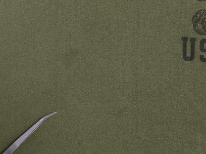 USA製 米軍実物 USMC プリント スウェット メンズ M 12年製 マリンコープ 海兵隊 ミリタリー 軍物 トレーナー 裏起毛 ワンポイント カーキ