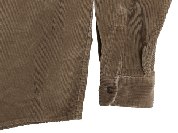 80s USA製 エルエルビーン 太畝 コーデュロイ 長袖 シャツ メンズ L / ヴィンテージ 長袖シャツ ヘビーウェイト シンプル 無地 ブラウン 