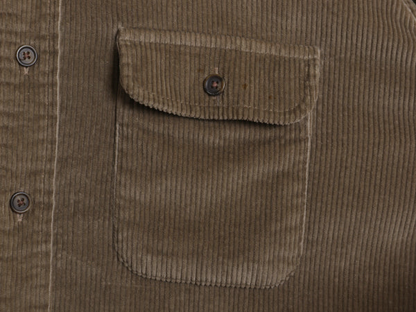 80s USA製 エルエルビーン 太畝 コーデュロイ 長袖 シャツ メンズ L / ヴィンテージ 長袖シャツ ヘビーウェイト シンプル 無地 ブラウン 
