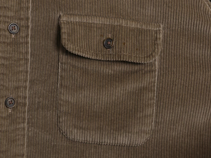 80s USA製 エルエルビーン 太畝 コーデュロイ 長袖 シャツ メンズ L / ヴィンテージ 長袖シャツ ヘビーウェイト シンプル 無地 ブラウン 