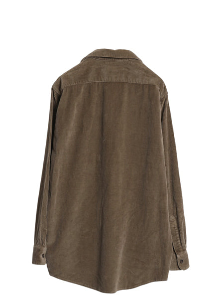 80s USA製 エルエルビーン 太畝 コーデュロイ 長袖 シャツ メンズ L / ヴィンテージ 長袖シャツ ヘビーウェイト シンプル 無地 ブラウン 