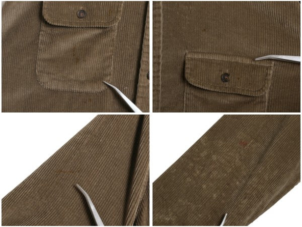 80s USA製 エルエルビーン 太畝 コーデュロイ 長袖 シャツ メンズ L / ヴィンテージ 長袖シャツ ヘビーウェイト シンプル 無地 ブラウン 