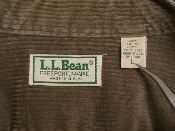 80s USA製 エルエルビーン 太畝 コーデュロイ 長袖 シャツ メンズ L / ヴィンテージ 長袖シャツ ヘビーウェイト シンプル 無地 ブラウン 