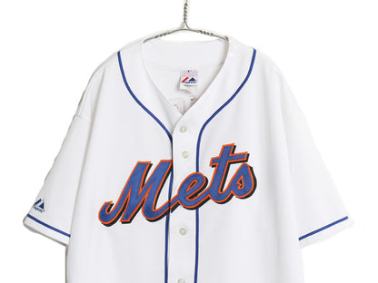 USA製 メッツ ベースボール シャツ メンズ XXL / MLB オフィシャル マジェスティック 大リーグ ユニフォーム ゲームシャツ 大きいサイズ 白