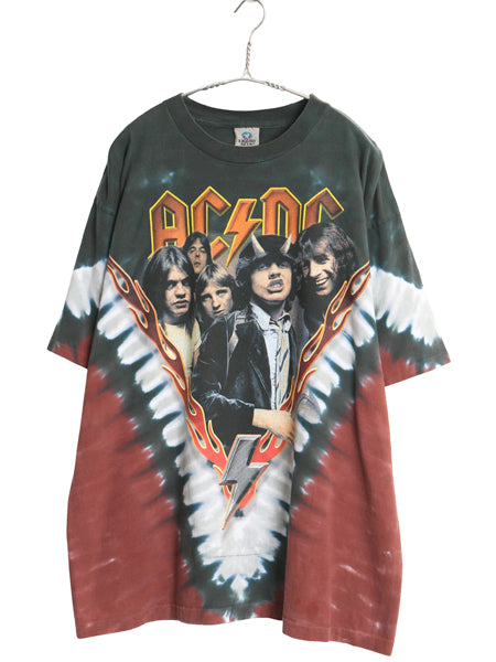 00s AC/DC 両面 プリント タイダイ Tシャツ メンズ XL / オールド 当時物 オフィシャル バンド ロック リキッドブルー 大きいサイズ フォト