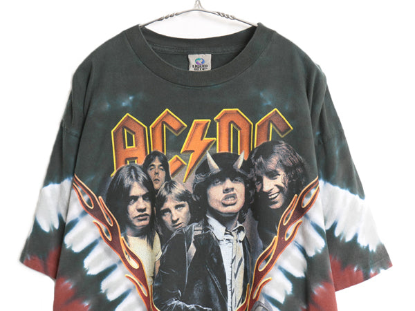 00s AC/DC 両面 プリント タイダイ Tシャツ メンズ XL / オールド 当時物 オフィシャル バンド ロック リキッドブルー 大きいサイズ フォト