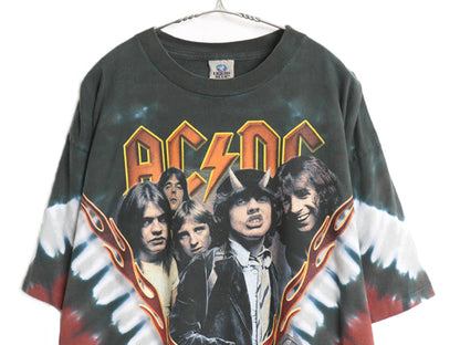 00s AC/DC 両面 プリント タイダイ Tシャツ メンズ XL / オールド 当時物 オフィシャル バンド ロック リキッドブルー 大きいサイズ フォト