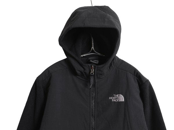 ノースフェイス フード付き デナリ ジャケット ボーイズ L メンズ XS 程 アウトドア フリース ナイロン パーカー フルジップ ジャンパー 黒