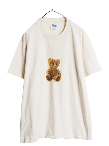 00s テディベア アート イラスト プリント 半袖 Tシャツ メンズ レディース L / オールド クマ グラフィック キャラクター ヘビーウェイト