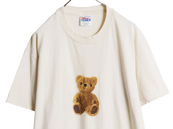 00s テディベア アート イラスト プリント 半袖 Tシャツ メンズ レディース L / オールド クマ グラフィック キャラクター ヘビーウェイト