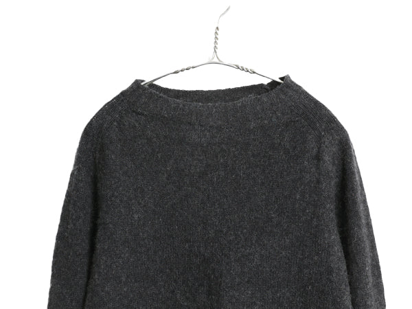 80s USA製 JCペニー フォックス ウール ニット セーター メンズ XL 古着 ヴィンテージ モックネック 長袖セーター 大きいサイズ 濃灰 無地
