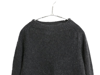 80s USA製 JCペニー フォックス ウール ニット セーター メンズ XL 古着 ヴィンテージ モックネック 長袖セーター 大きいサイズ 濃灰 無地