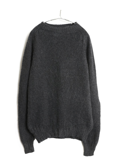 80s USA製 JCペニー フォックス ウール ニット セーター メンズ XL 古着 ヴィンテージ モックネック 長袖セーター 大きいサイズ 濃灰 無地