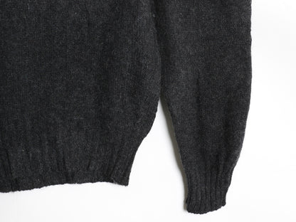 80s USA製 JCペニー フォックス ウール ニット セーター メンズ XL 古着 ヴィンテージ モックネック 長袖セーター 大きいサイズ 濃灰 無地