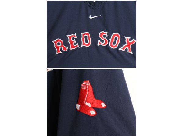 レッドソックス プルオーバー ナイロン ジャケット メンズ XL / MLB オフィシャル ナイキ Vネック 野球 センター スウッシュ 大きいサイズ