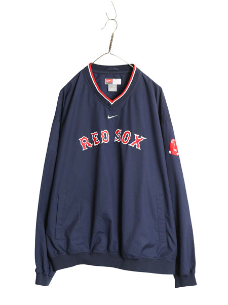 レッドソックス プルオーバー ナイロン ジャケット メンズ XL / MLB オフィシャル ナイキ Vネック 野球 センター スウッシュ 大きいサイズ