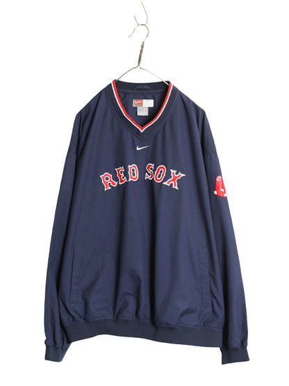 レッドソックス プルオーバー ナイロン ジャケット メンズ XL / MLB オフィシャル ナイキ Vネック 野球 センター スウッシュ 大きいサイズ
