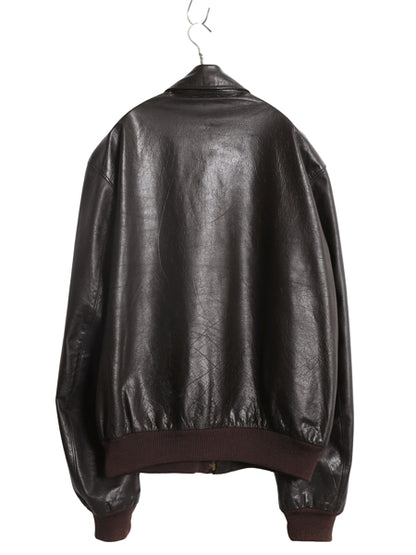 70s 80s USA製 ★ エディーバウアー A-2 タイプ フライト ジャケット 48 メンズ XXL 程 ヴィンテージ 革ジャン ジャンパー ボンバー 黒タグ