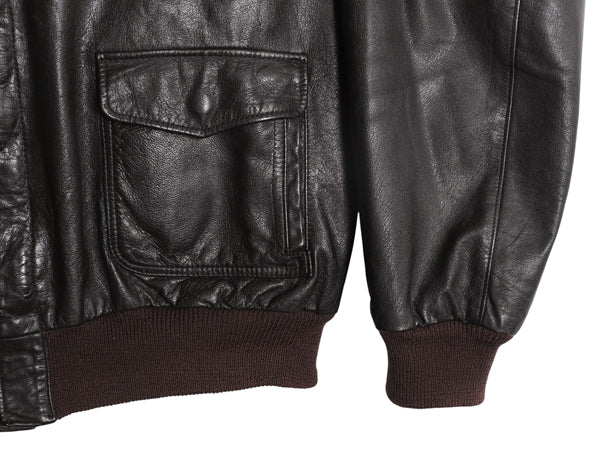 70s 80s USA製 ★ エディーバウアー A-2 タイプ フライト ジャケット 48 メンズ XXL 程 ヴィンテージ 革ジャン ジャンパー ボンバー 黒タグ